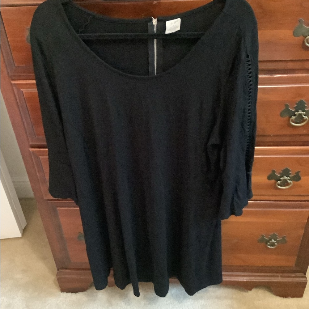 Black Boxy Oversized Tunic Dress